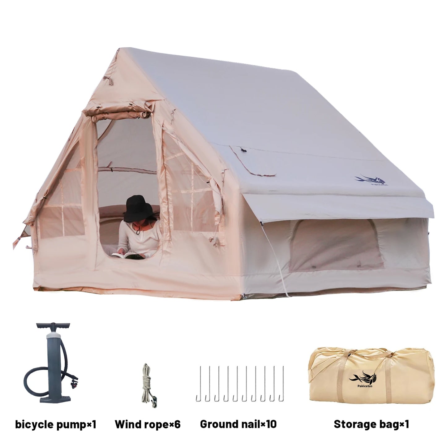 Pakicetus Inflatable Family Camping Tent With Stove Port