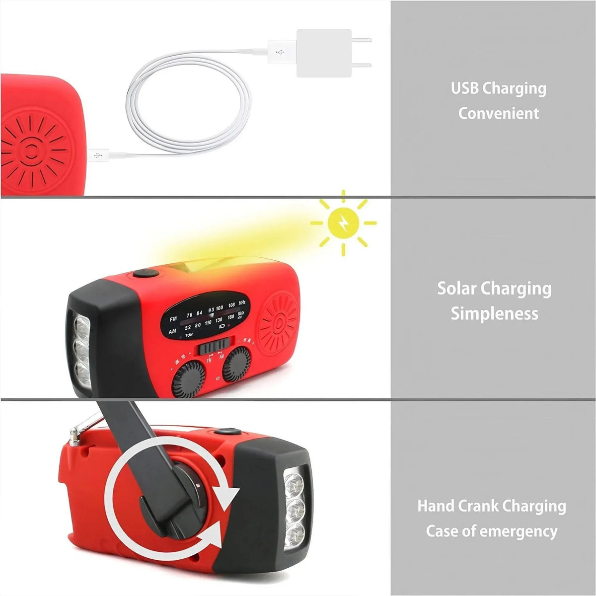 Solar Hand Crank NOAA Weather Radio With Flashlight Power Bank
