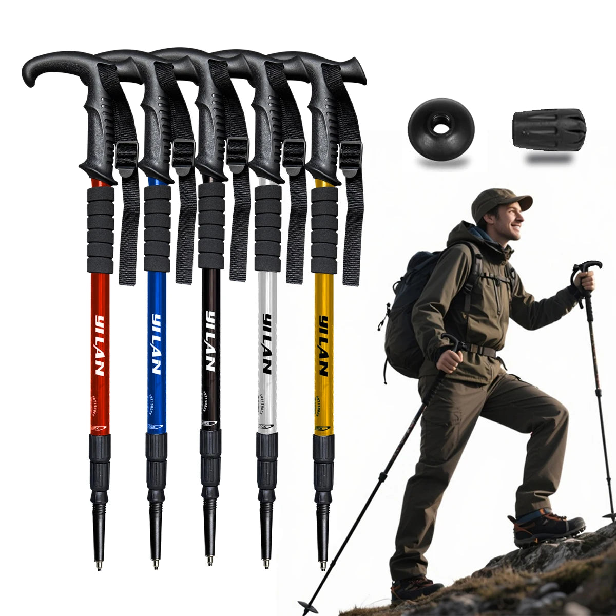 Premium Aluminum Hiking Poles with Shock Absorption for Outdoor Trekking