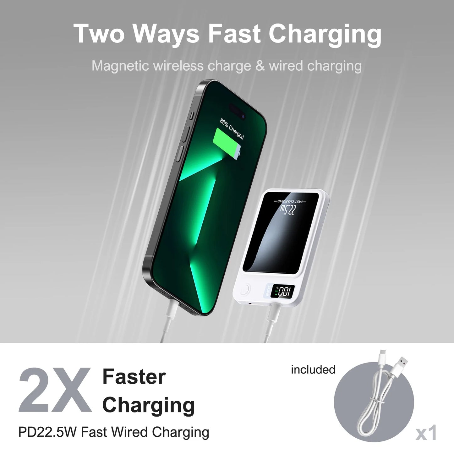 Wireless Magnetic Power Bank 10000 Mah Pd Fast Solar Charging System
