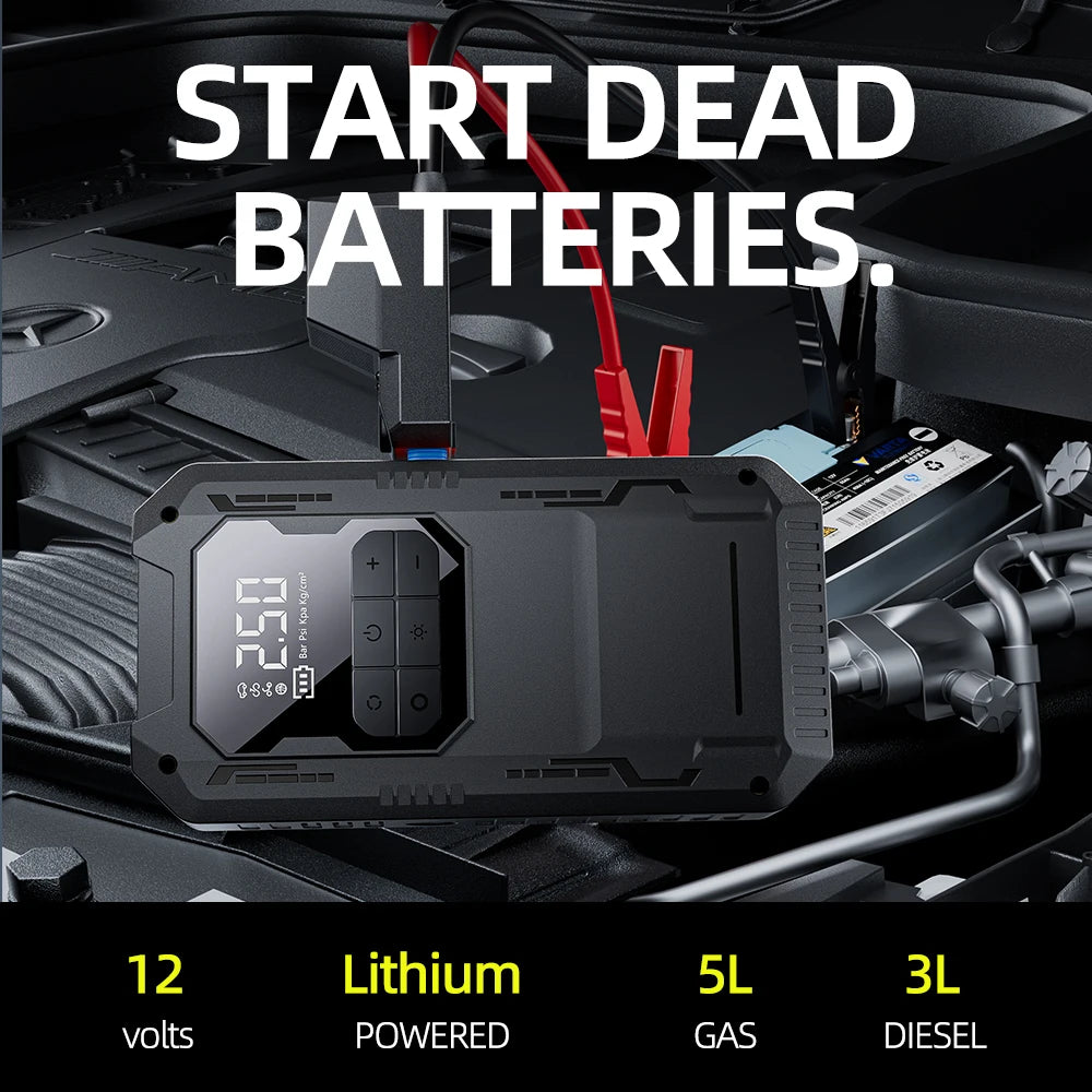YIJU 4-In-1 Car Jump Starter With Air Compressor Power Bank