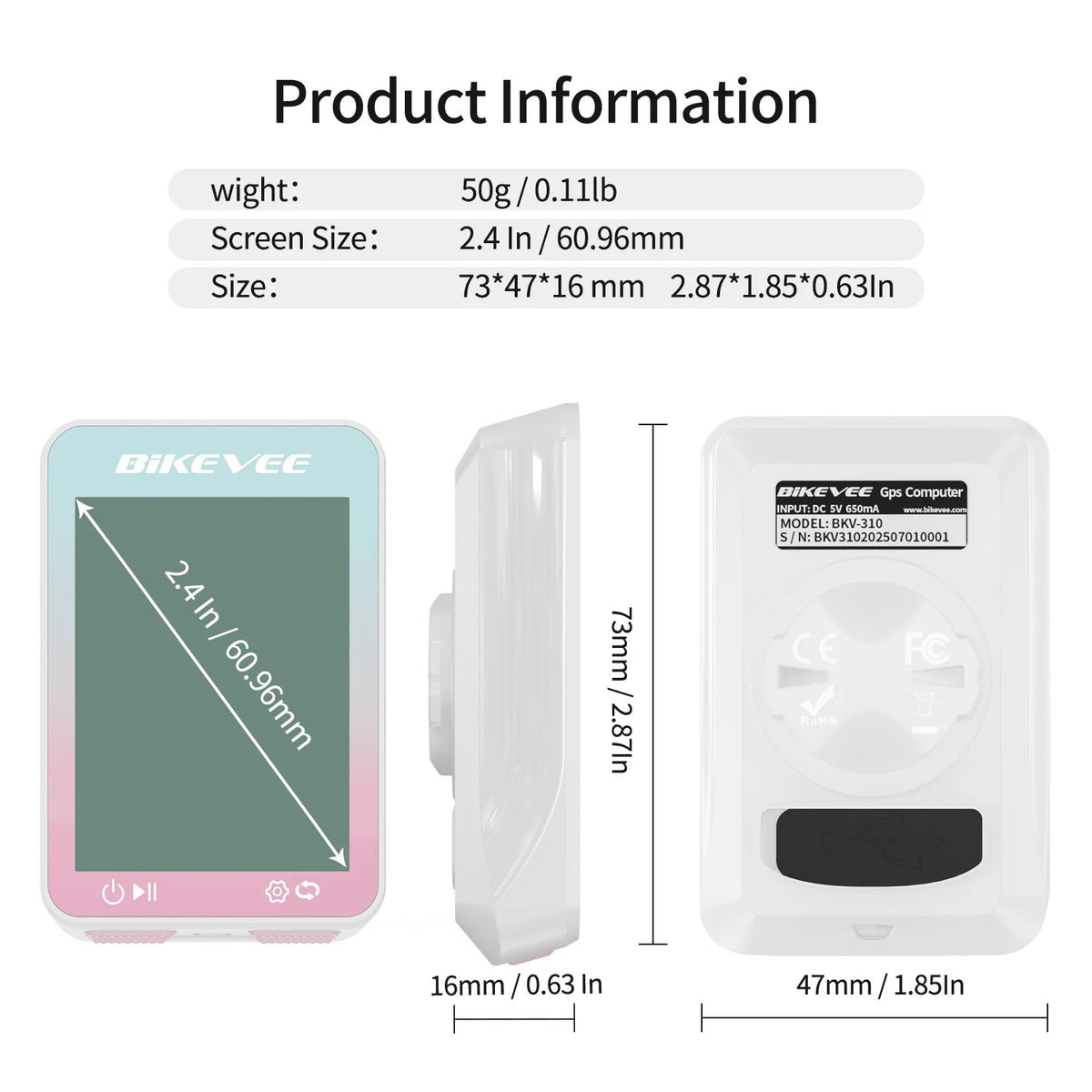 Bikevee Wireless GPS Bike Computer Cycling Speedometer With Auto Backlight