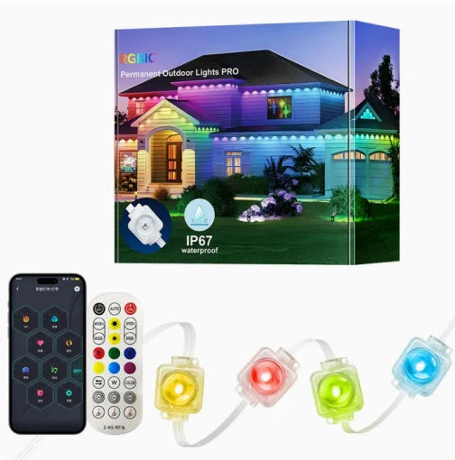Smart App Remote Control Waterproof LED Eaves String Lights