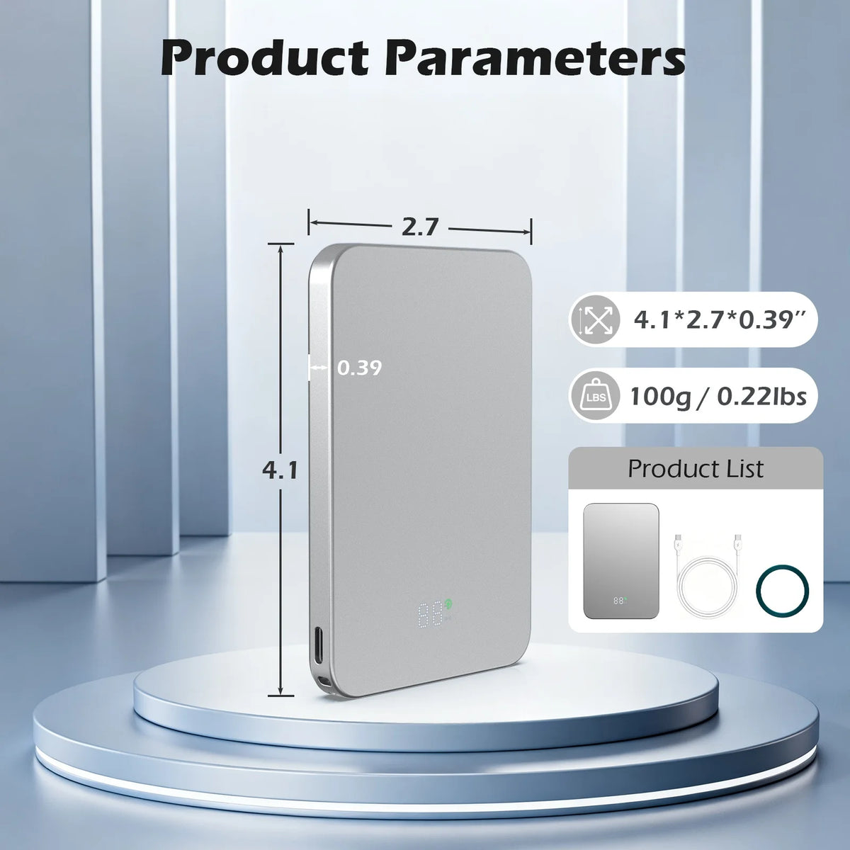 Magnetic Wireless Power Bank 20W 5000mAh Portable Solar Digital Display