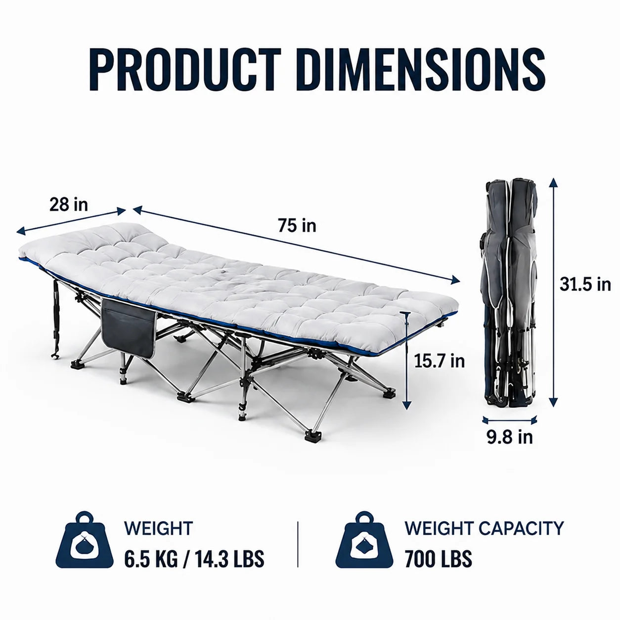 Portable Folding Camping Cot with Thick Mattress