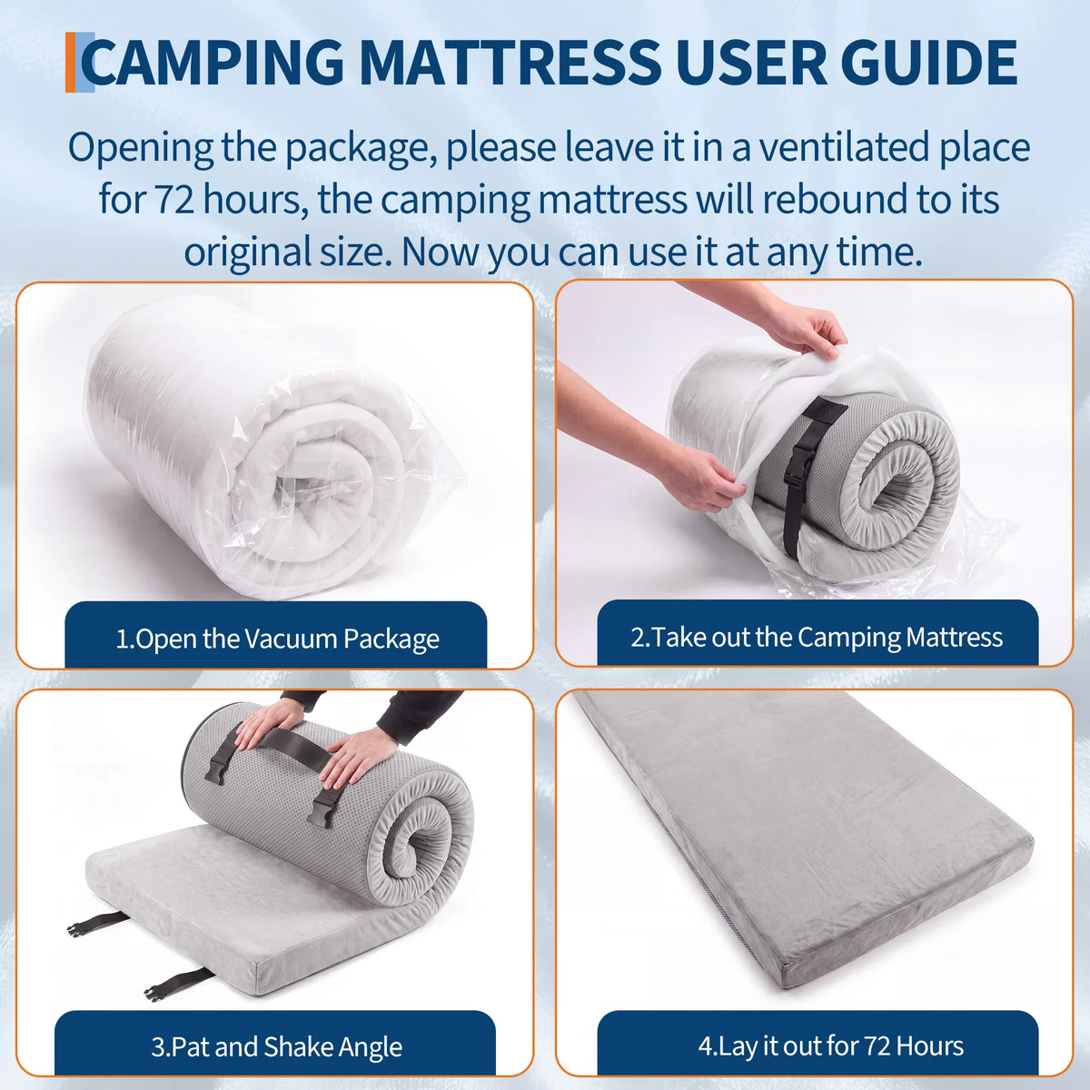 Portable Memory Foam Camping Mattress With Roll Up Design