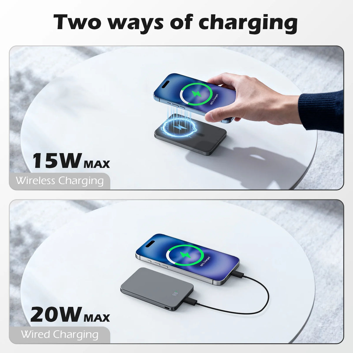 Magnetic Wireless Power Bank 20W 5000mAh Portable Solar Digital Display