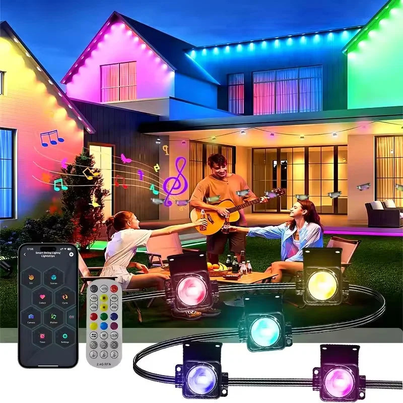 Smart App Remote Control Waterproof LED Eaves String Lights