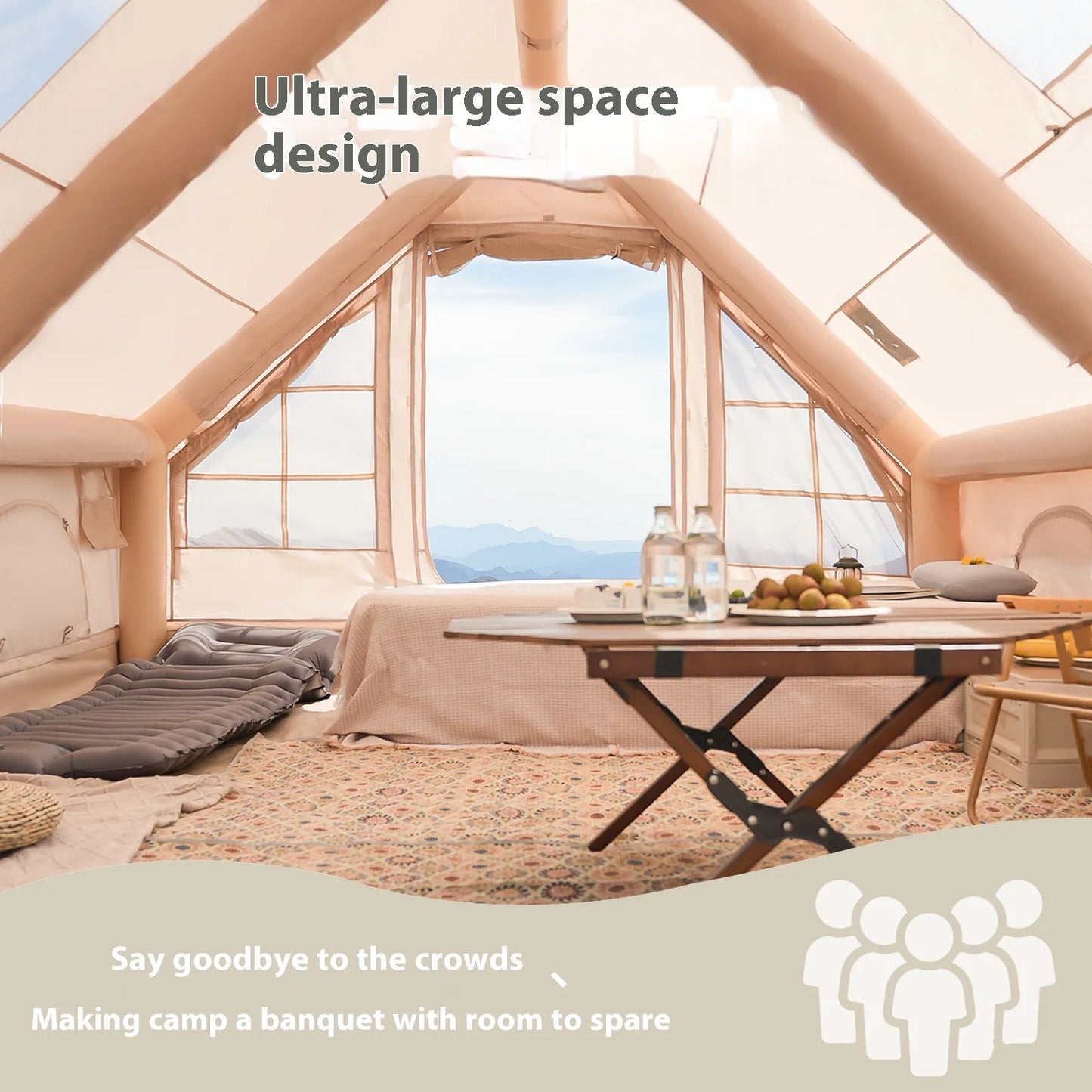 Pakicetus Inflatable Family Camping Tent With Stove Port