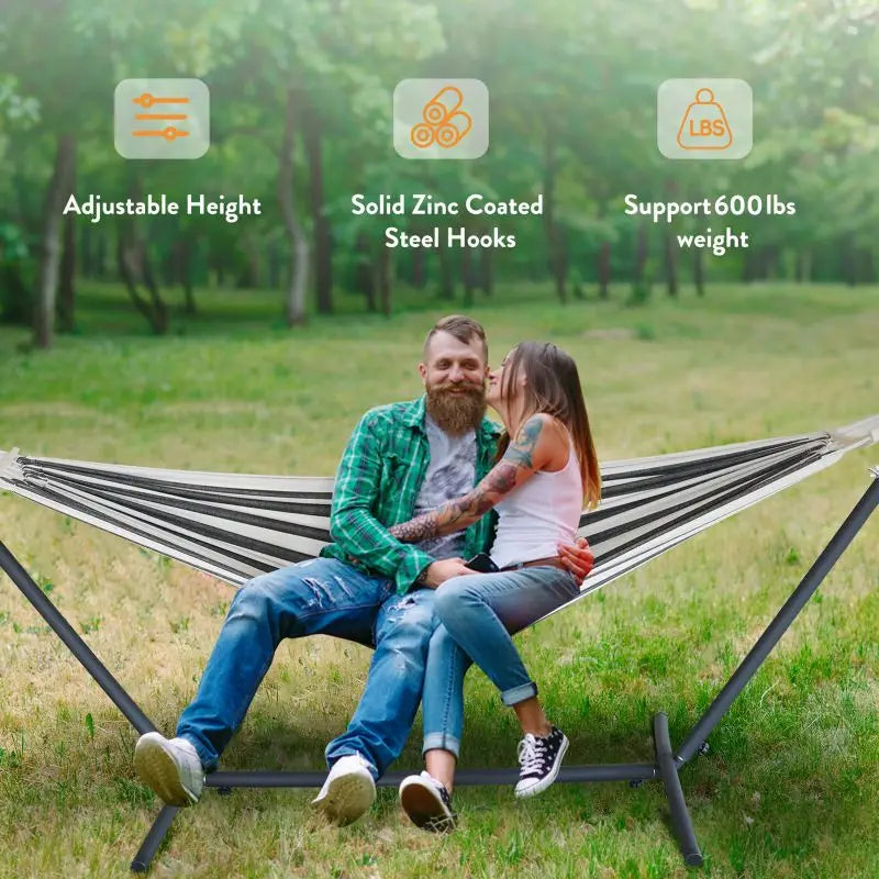 GYROOR Heavy Duty Adjustable Hammock With Stand For Couples