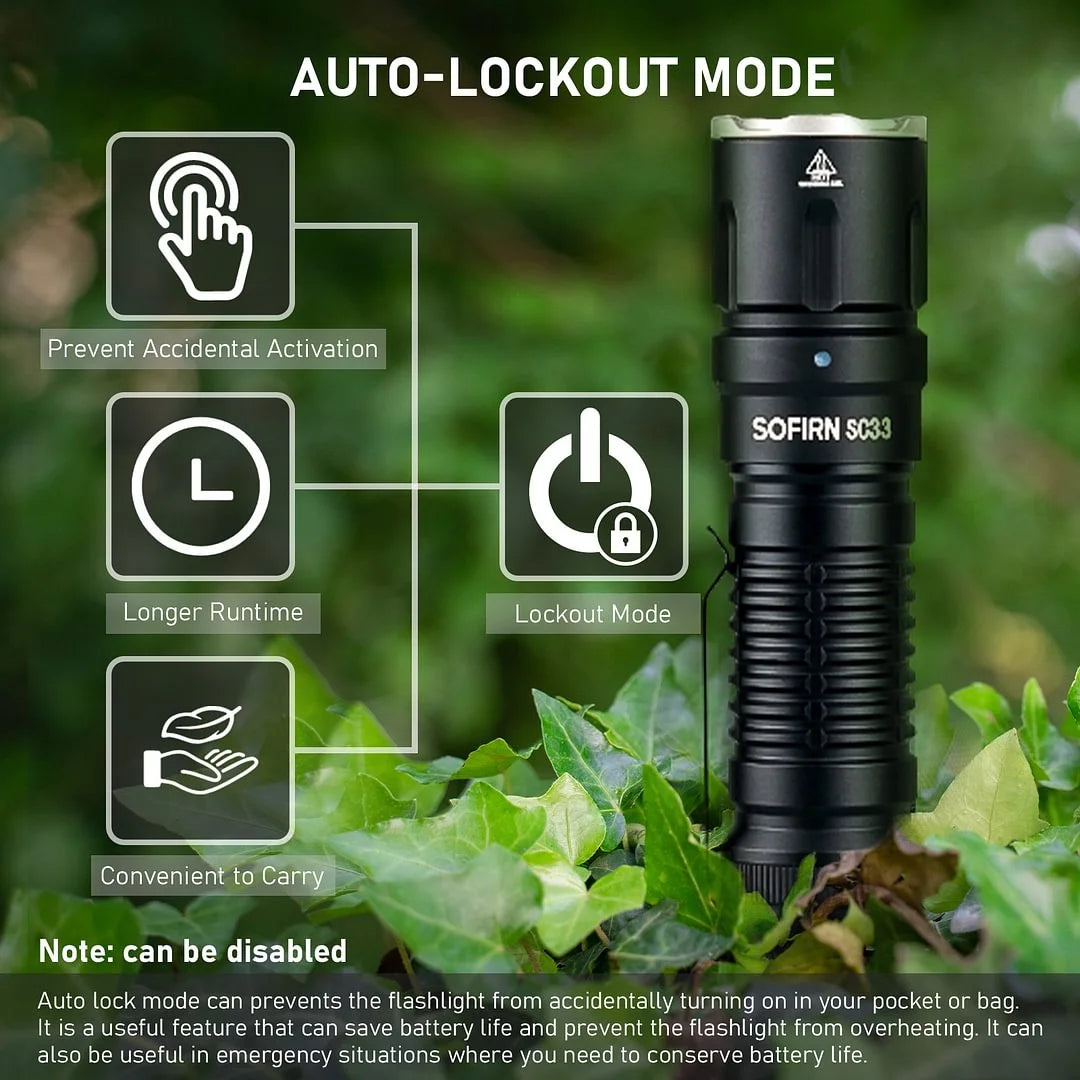 Sofirn SC33 LED Tactical Flashlight 5200lm Rechargeable 21700 Type C Outdoor