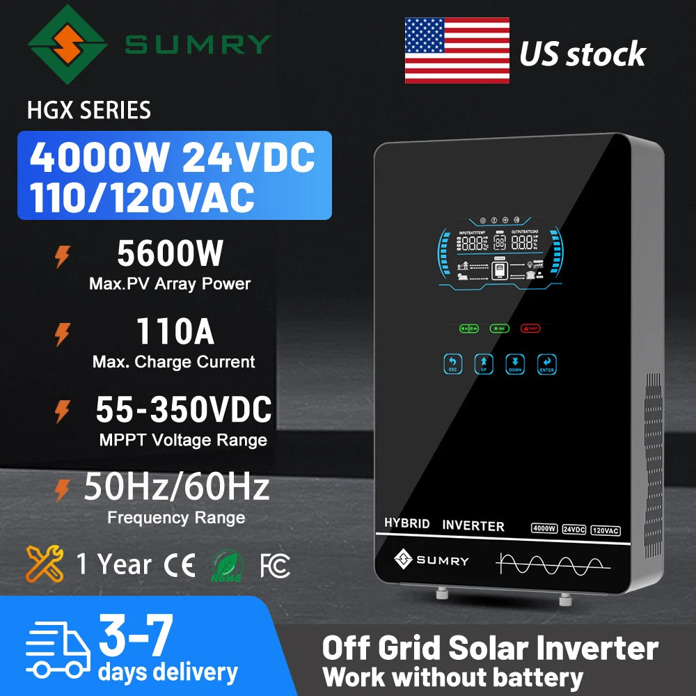 SUMRY Off Grid Solar Inverter With MPPT Charger And LCD Display