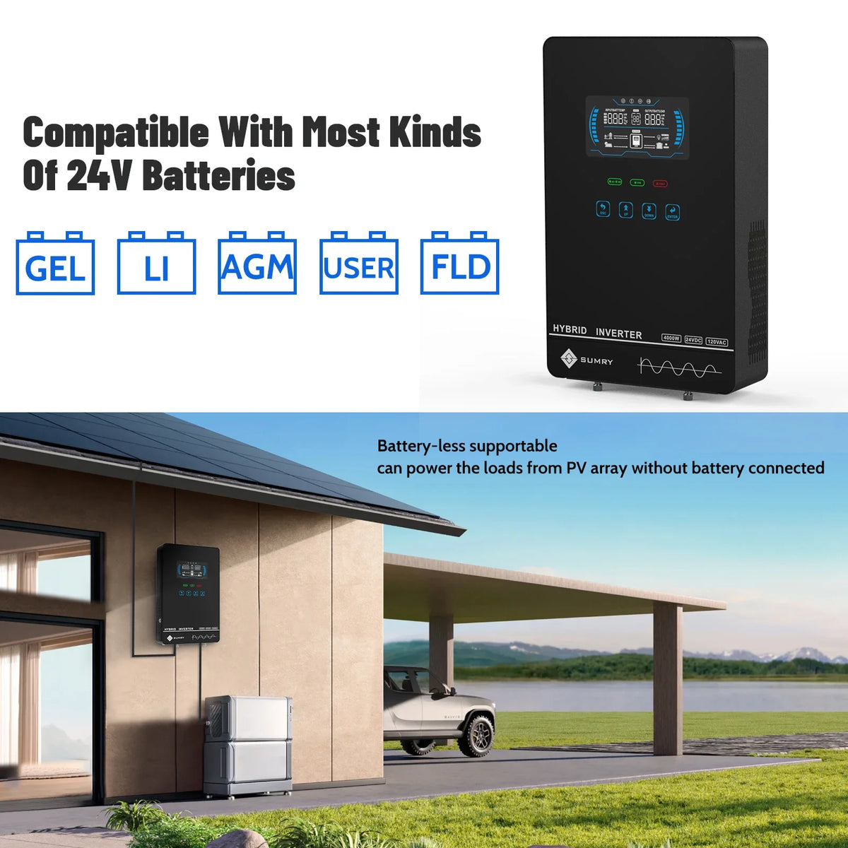 SUMRY Off Grid Solar Inverter With MPPT Charger And LCD Display