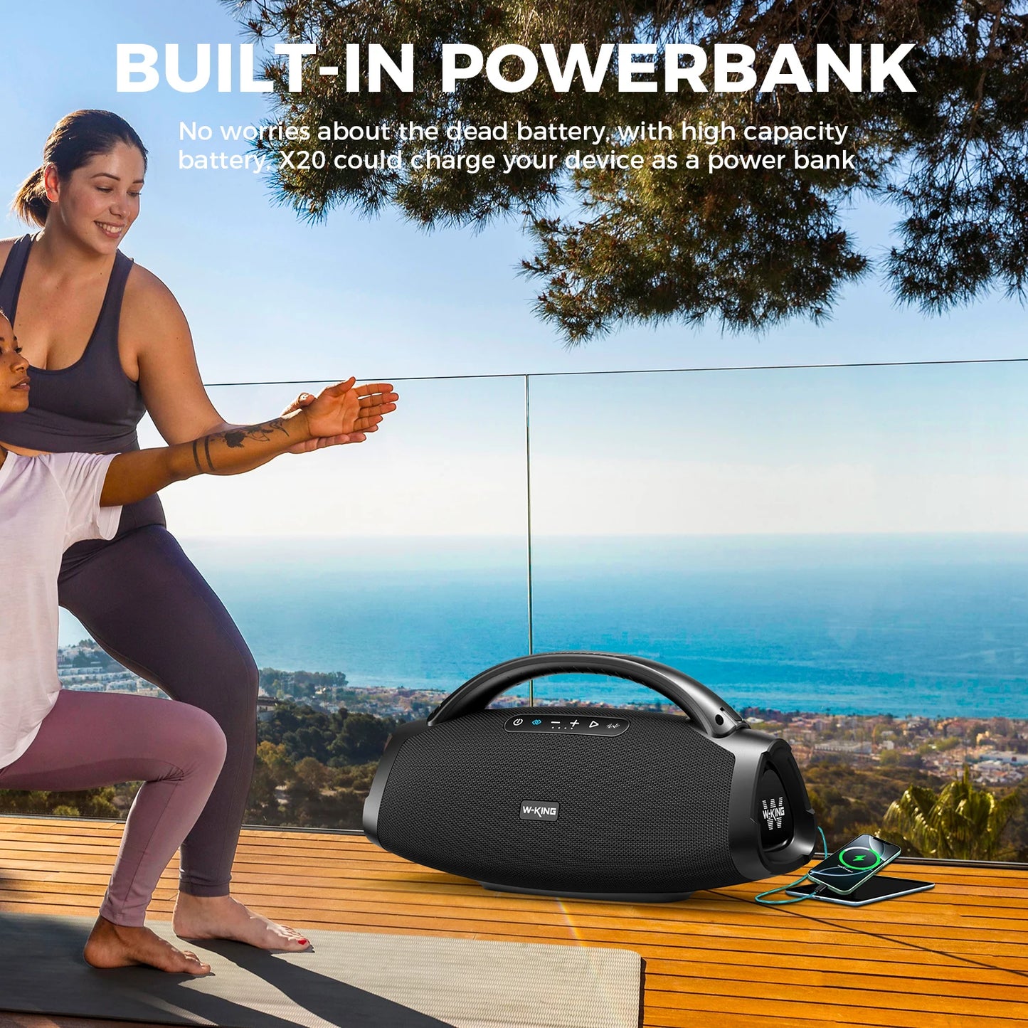 W-King D20 Portable Bluetooth Speaker Featuring Powerful Bass Output