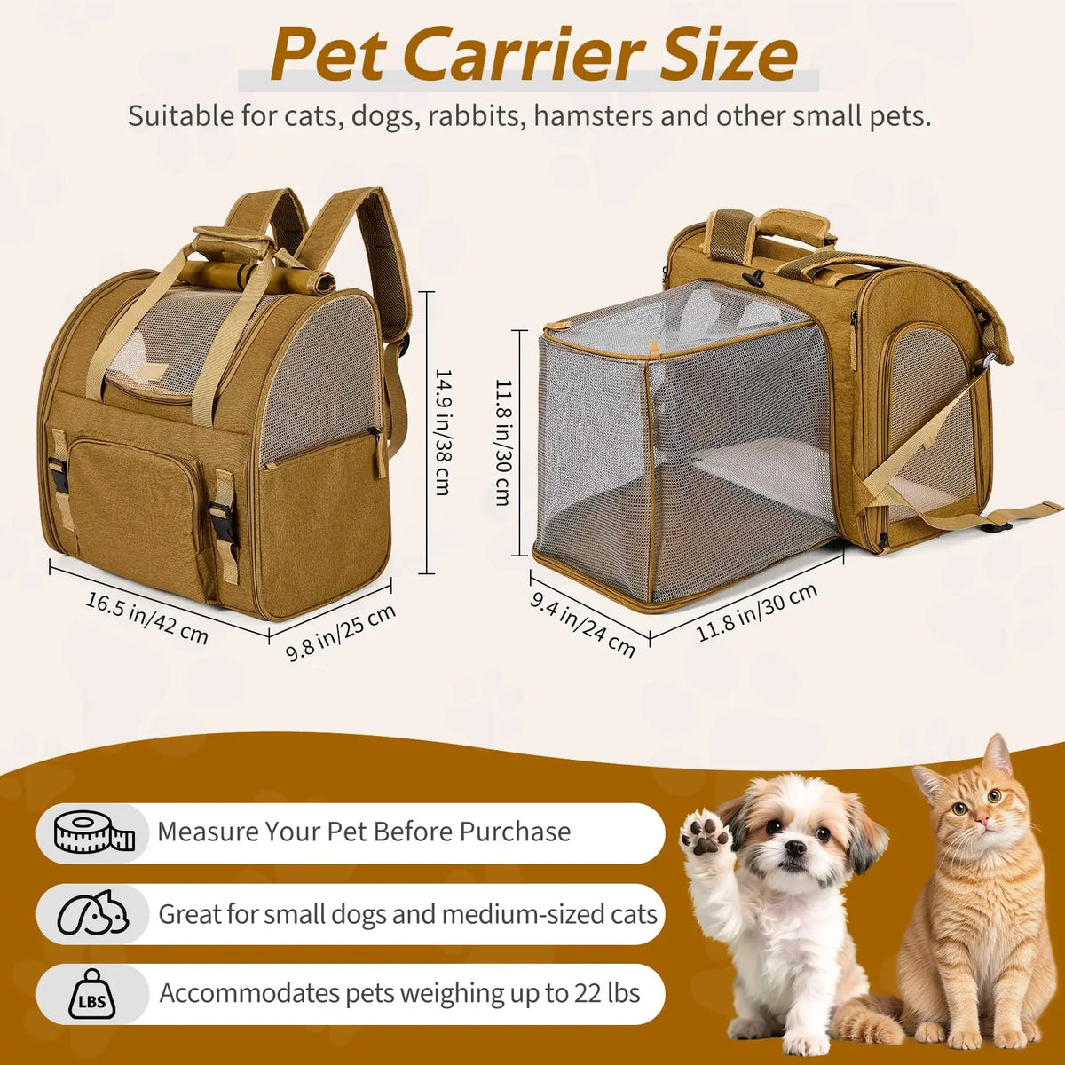 Expandable Mesh Cat Carrier Backpack With Padded Straps For Hikers