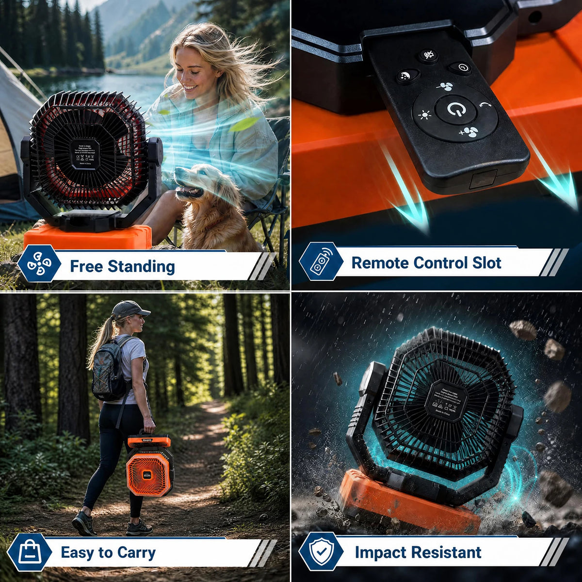 HiMISS Portable Camping Fan With Remote Timer