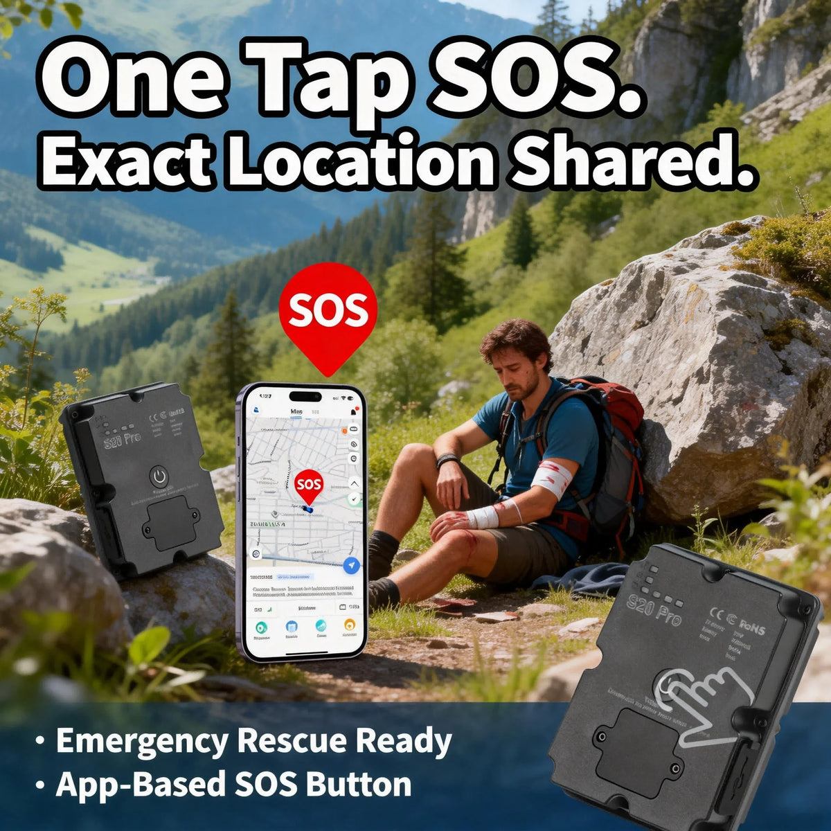 Wanwaytech 4G GPS Tracker With Waterproof Real Time SOS Tracking