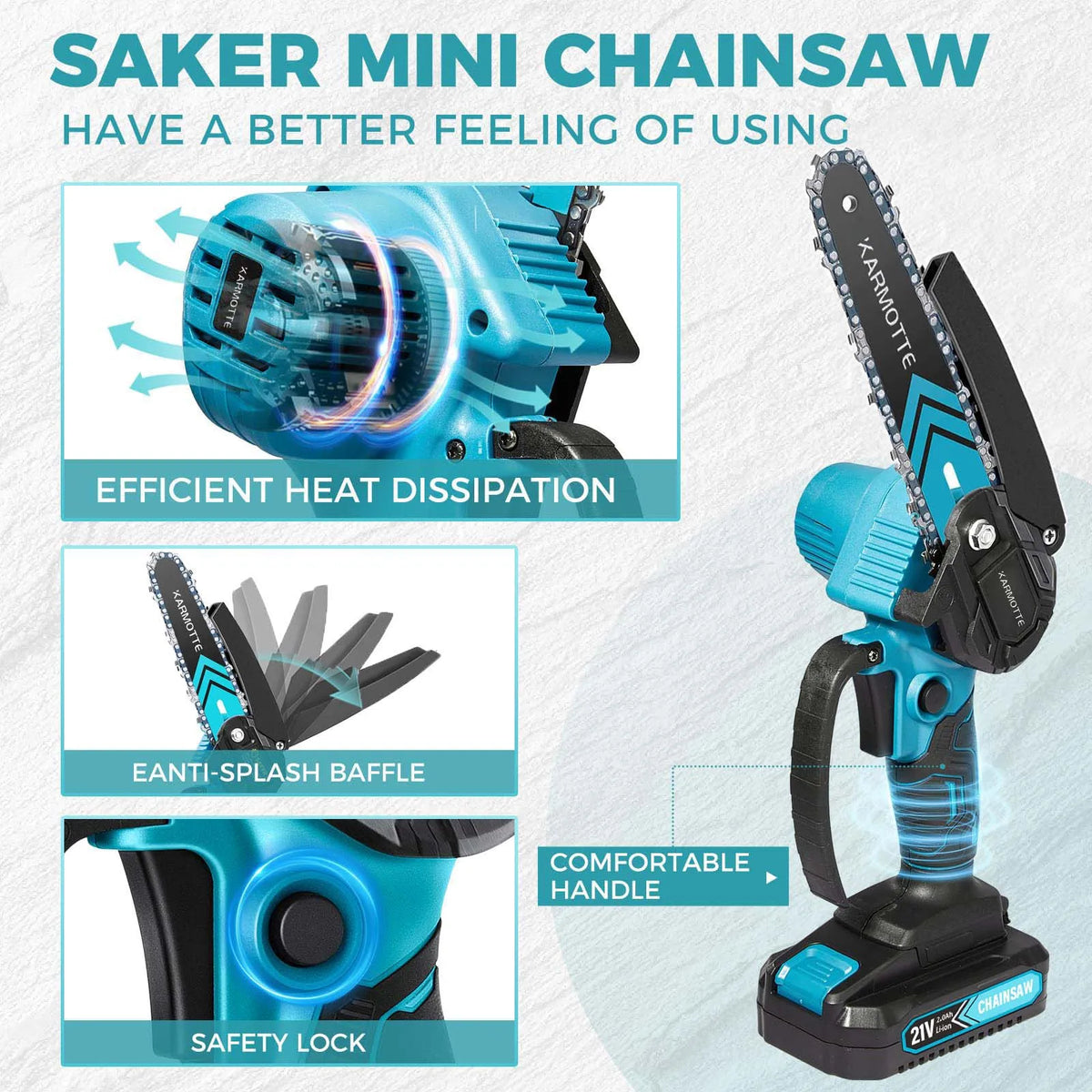 Mini Brushless Chainsaw With Auto Oiler For Tree Trimming