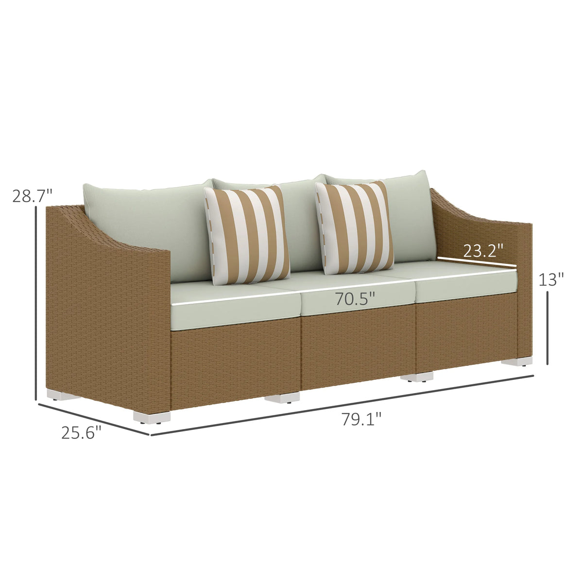 All Weather Rattan Outdoor Patio Sofa With Cushions