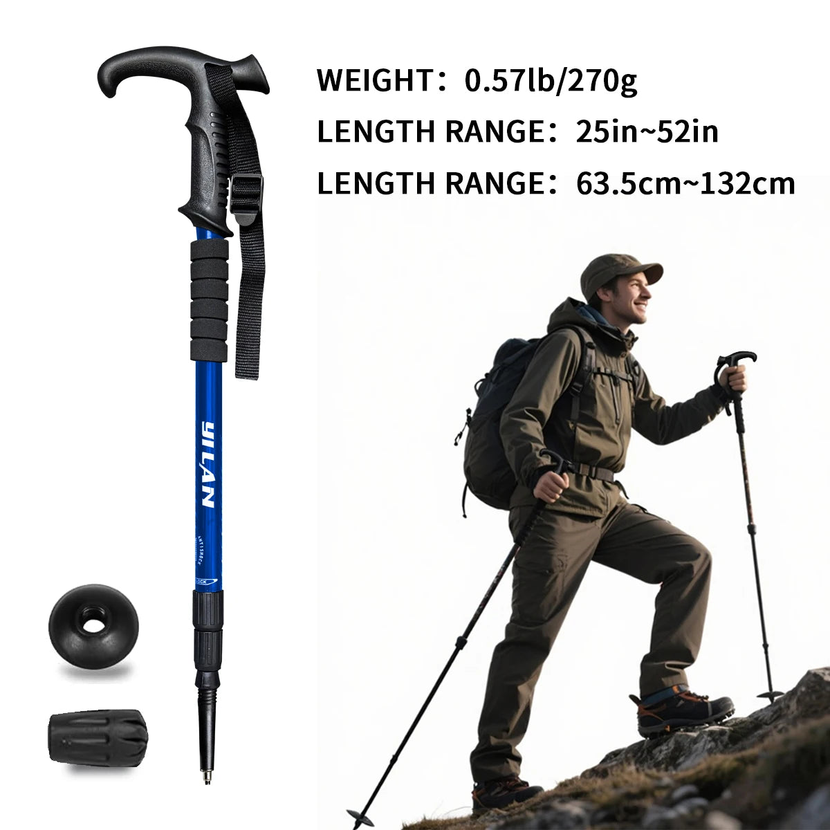 Premium Aluminum Hiking Poles with Shock Absorption for Outdoor Trekking