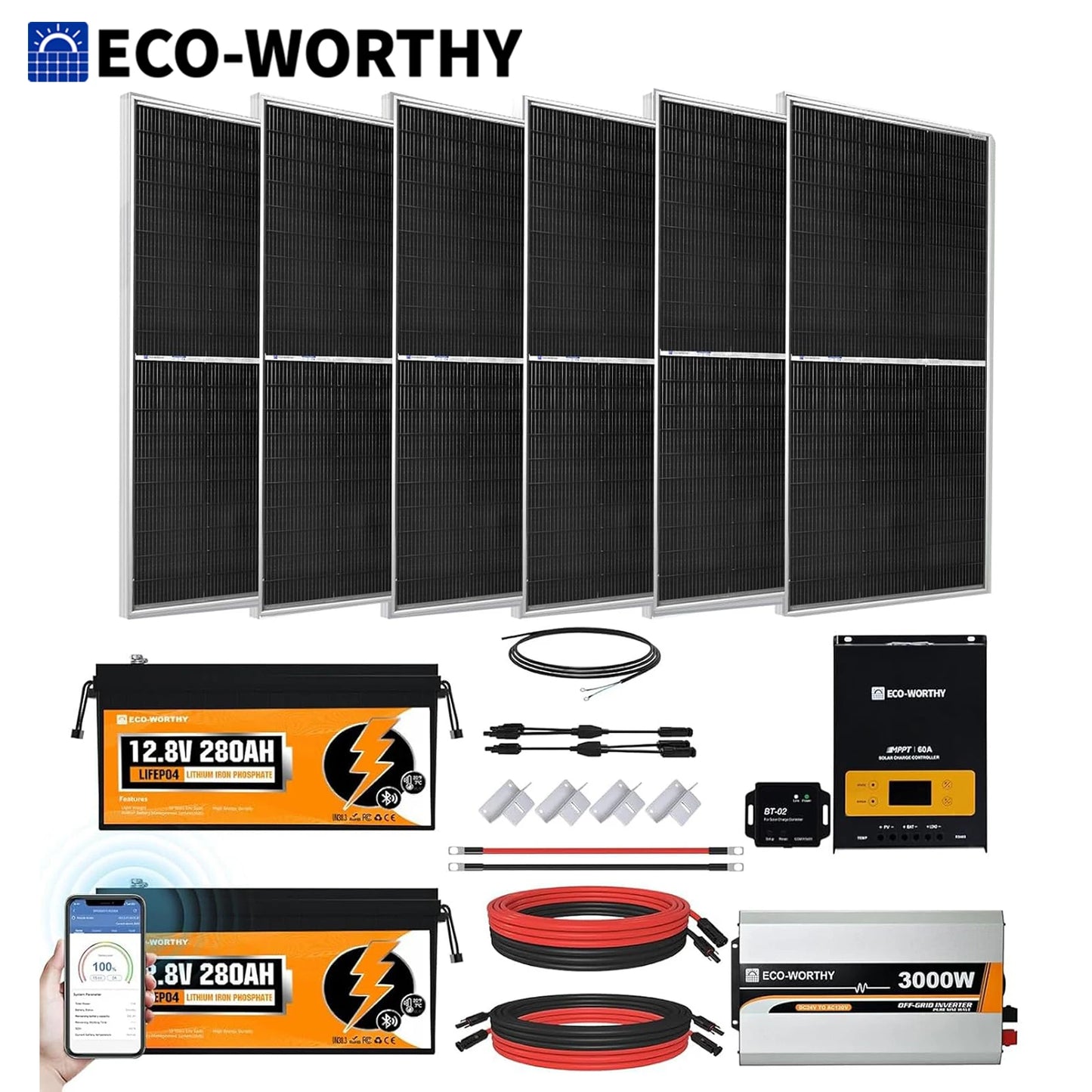 Eco-Worthy Off Grid Solar System With Lithium Battery And Inverter
