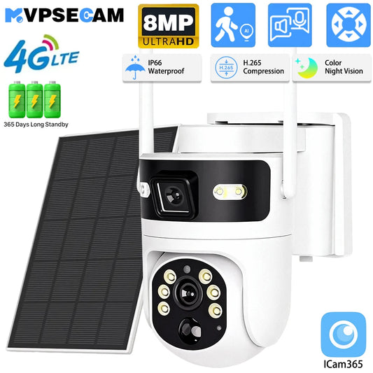 MvpSecam 8MP Dual Lens 4G PTZ Solar Outdoor IP Camera