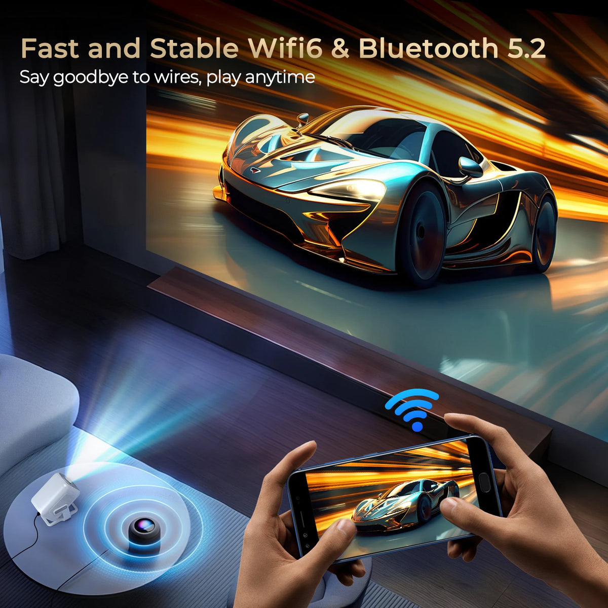 LynCast Android Projector With WiFi Bluetooth And Built In Speaker