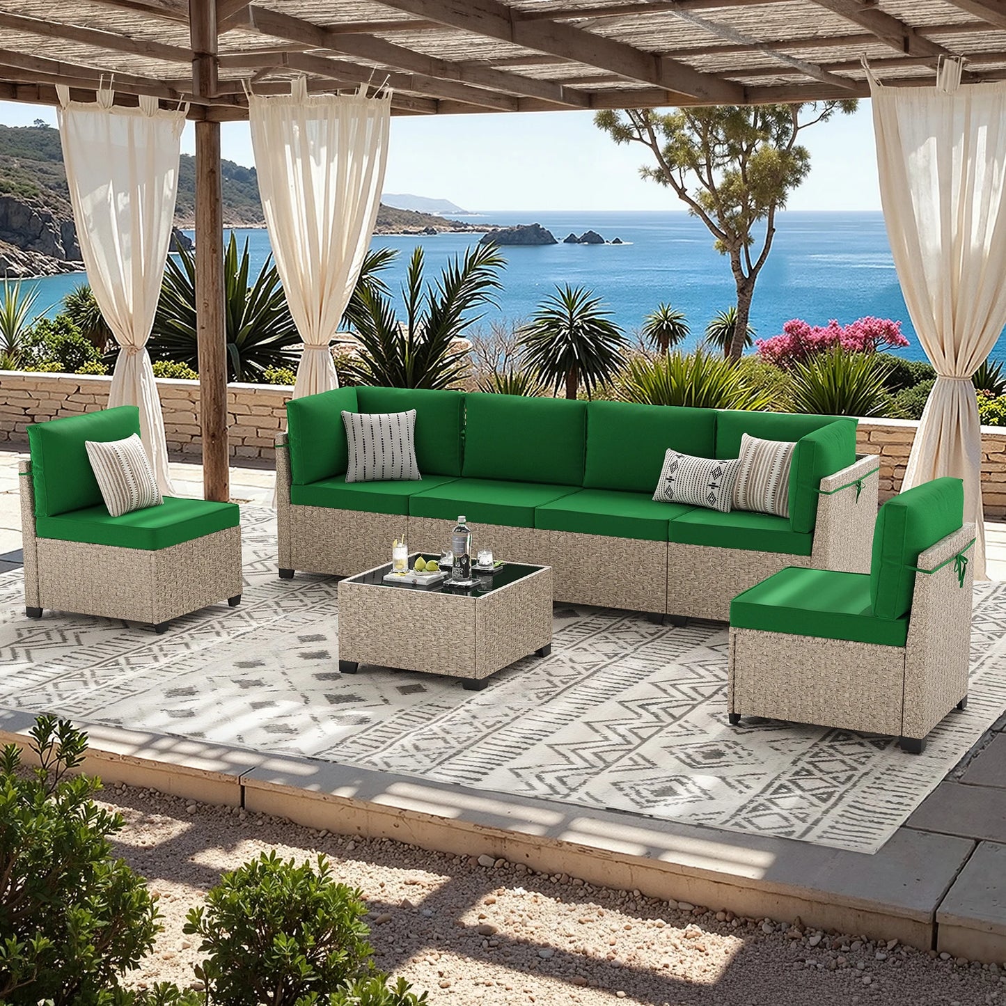 Soohow 7 Piece Outdoor Rattan Sectional Sofa Set