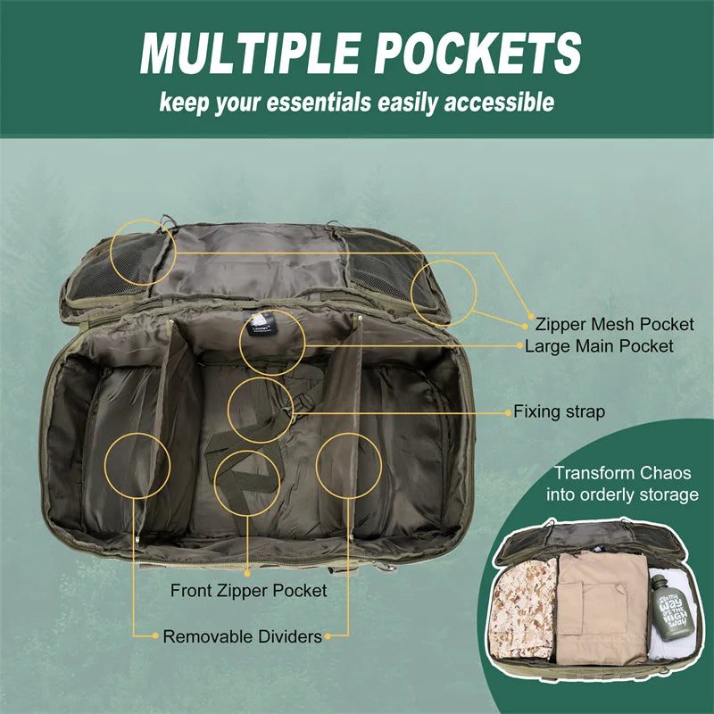 LQARMY Large Capacity Molle Tactical Hiking Camping Backpack