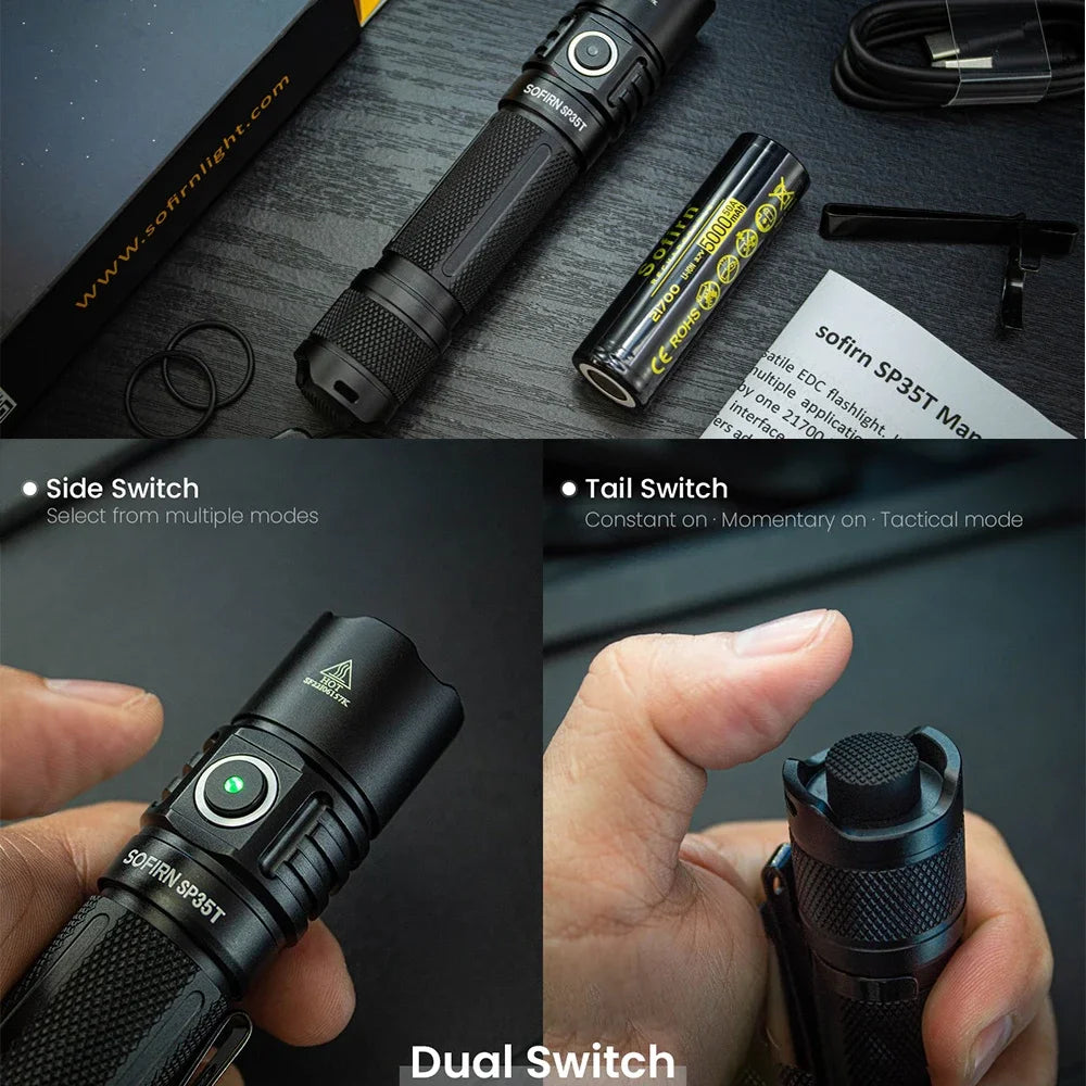 Sofirn SP35T 3800lm Rechargeable Tactical Led Flashlight