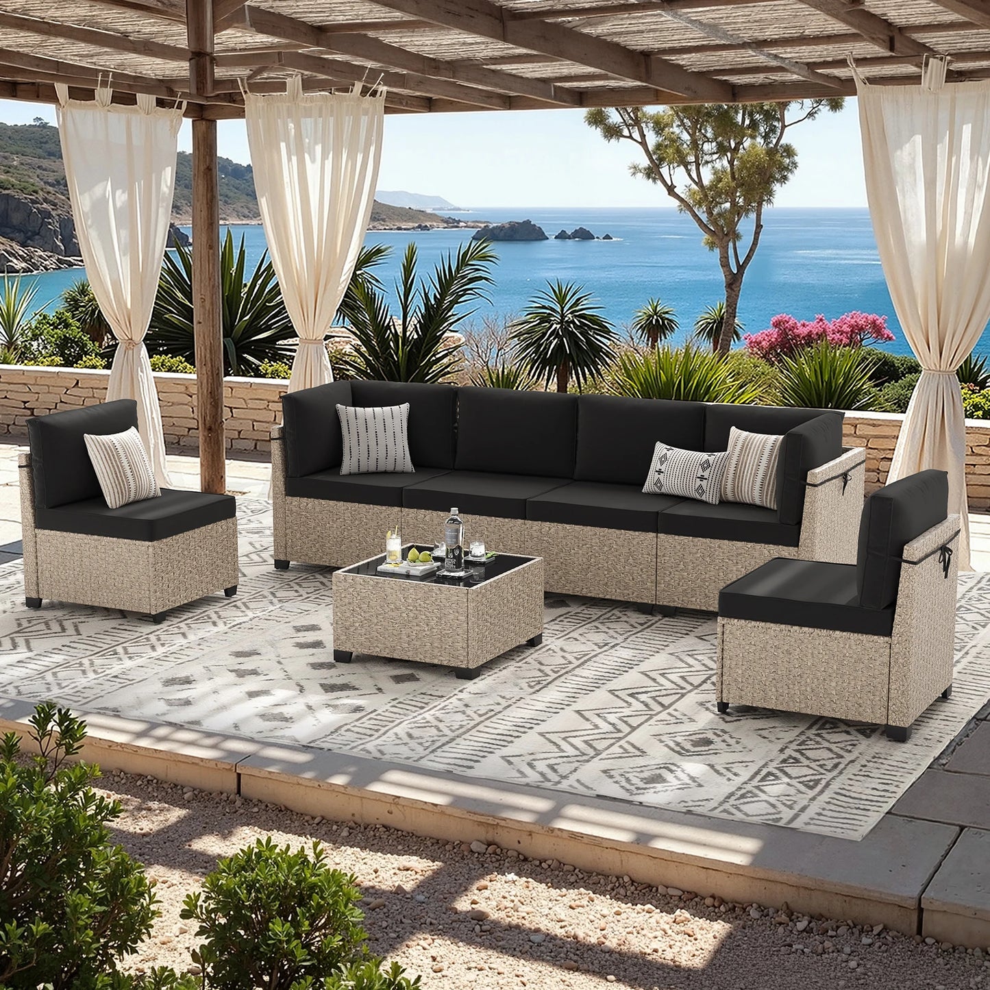 Soohow 7 Piece Outdoor Rattan Sectional Sofa Set
