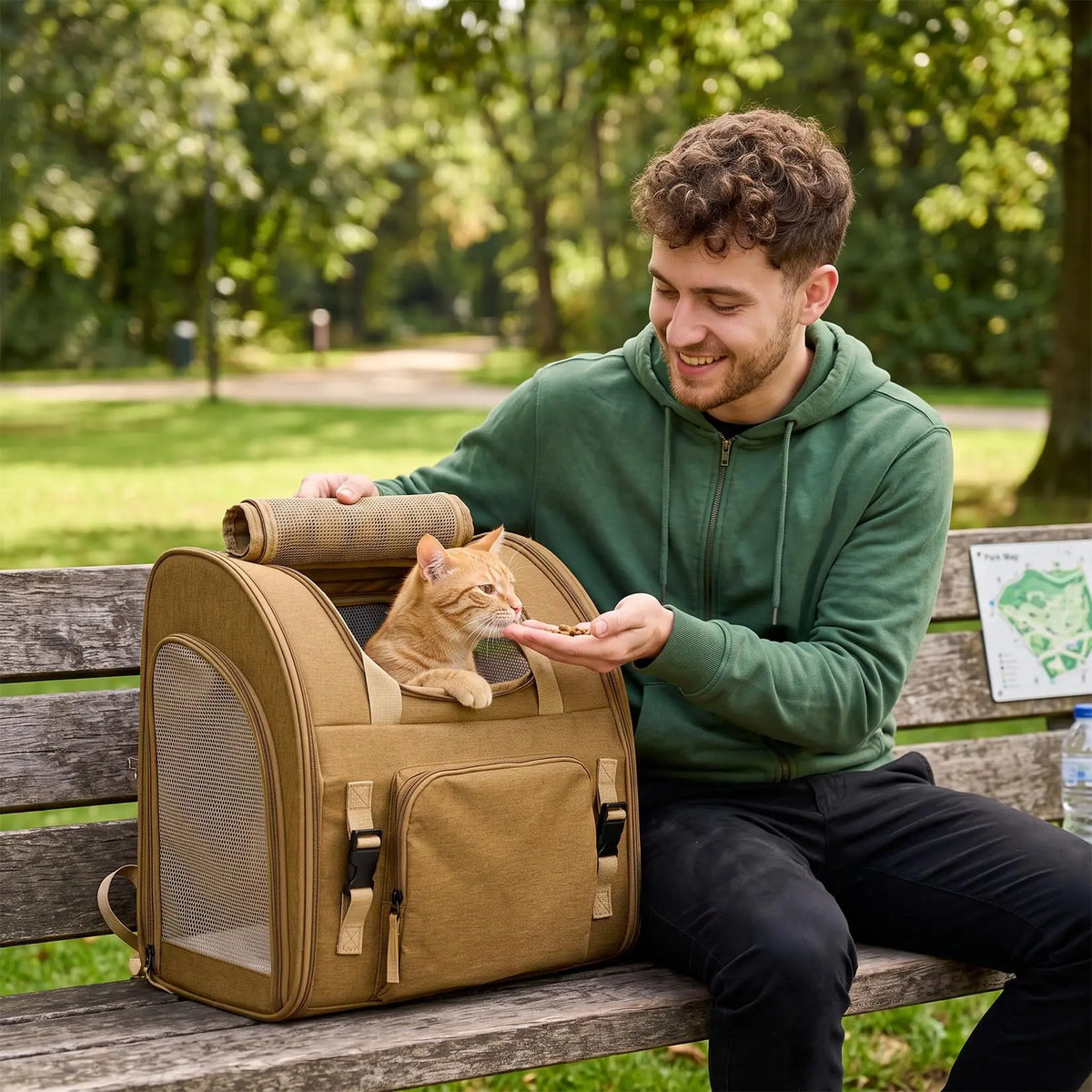 Expandable Mesh Cat Carrier Backpack With Padded Straps For Hikers
