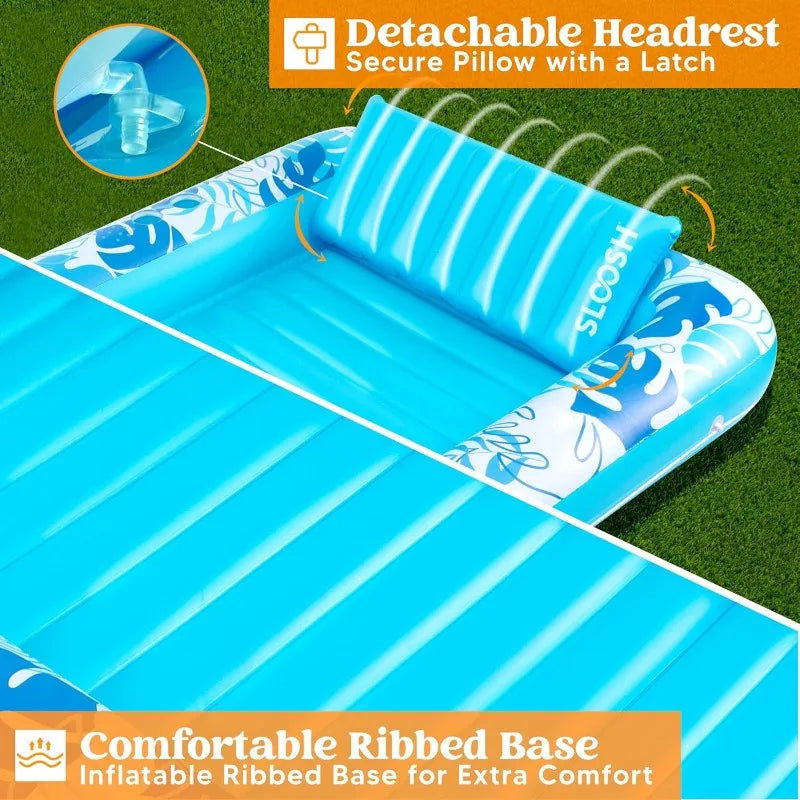 Joyfy Double Inflatable Tanning Lounger Float With Pillow