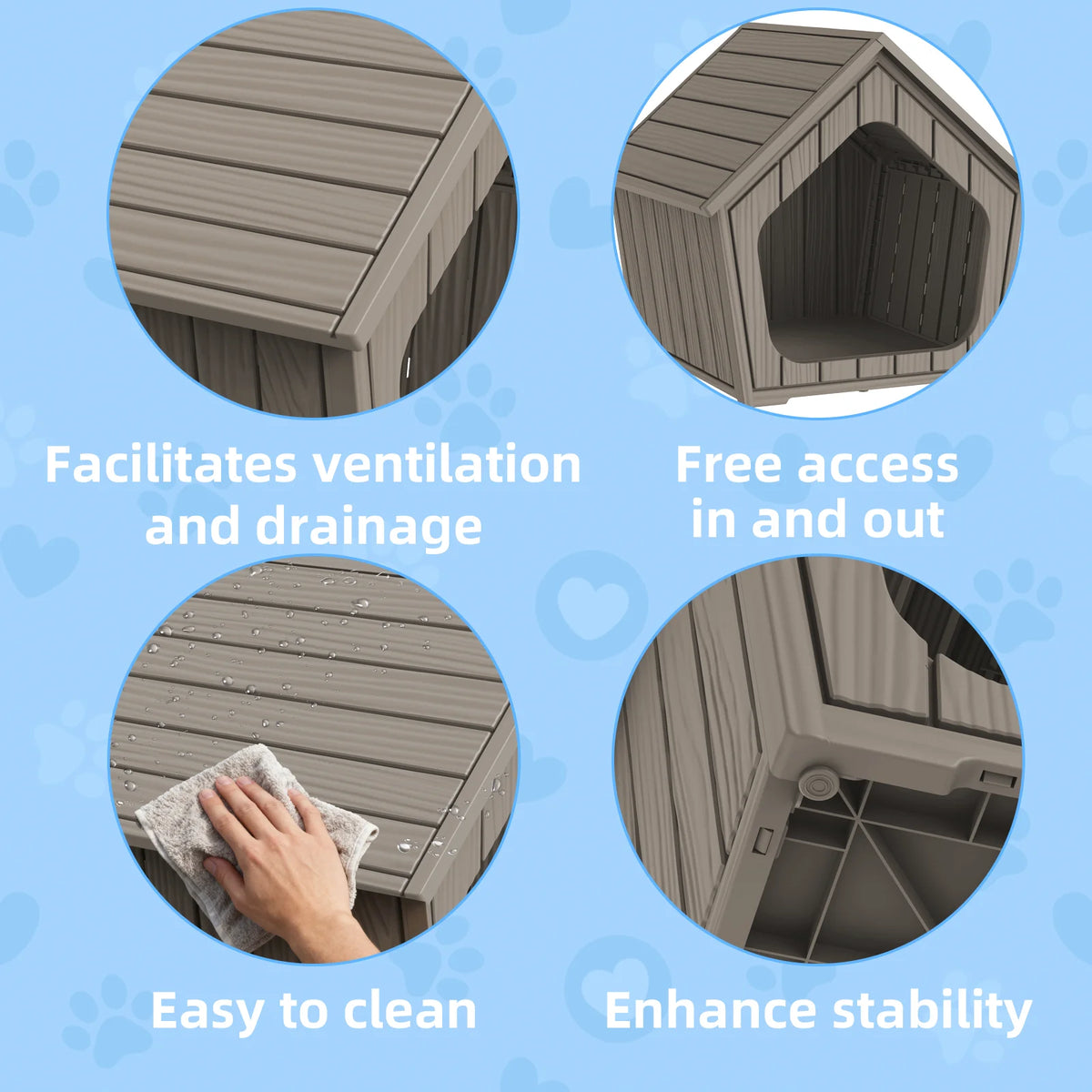 Waterproof Ventilated Plastic Dog House for Outdoor Shelter