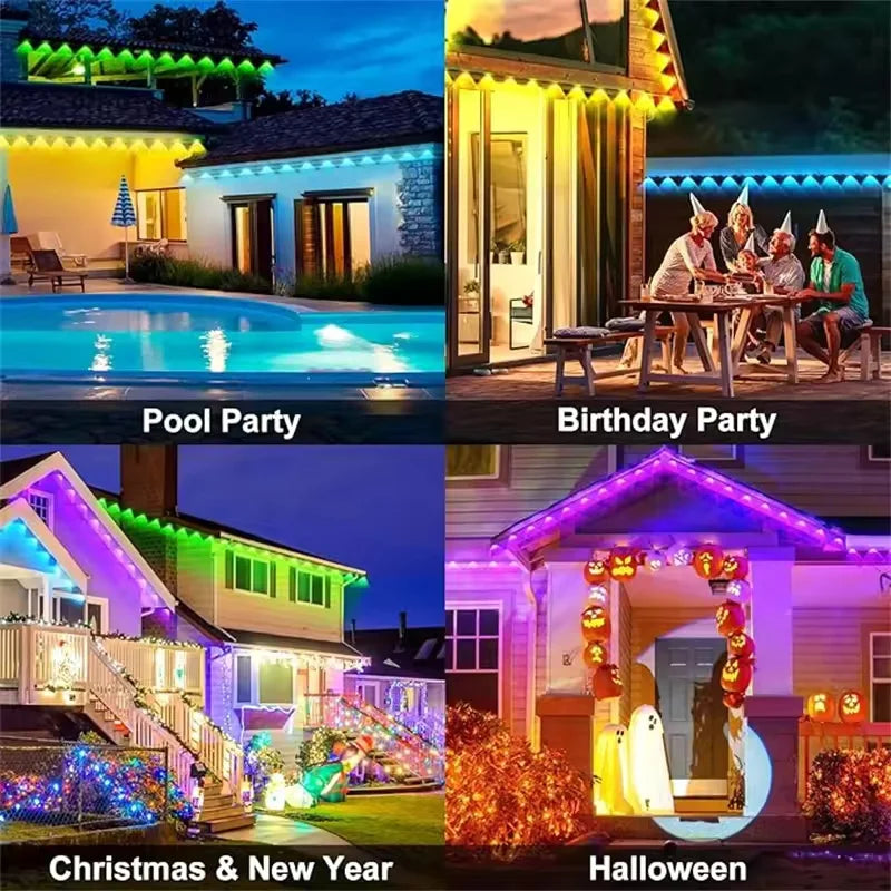 Smart App Remote Control Waterproof LED Eaves String Lights
