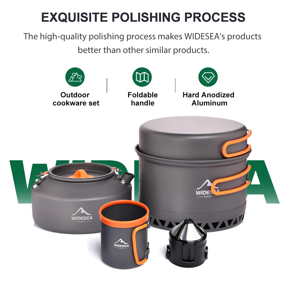 Widesea Outdoor Camping Cookware Set Lightweight Tableware Kit
