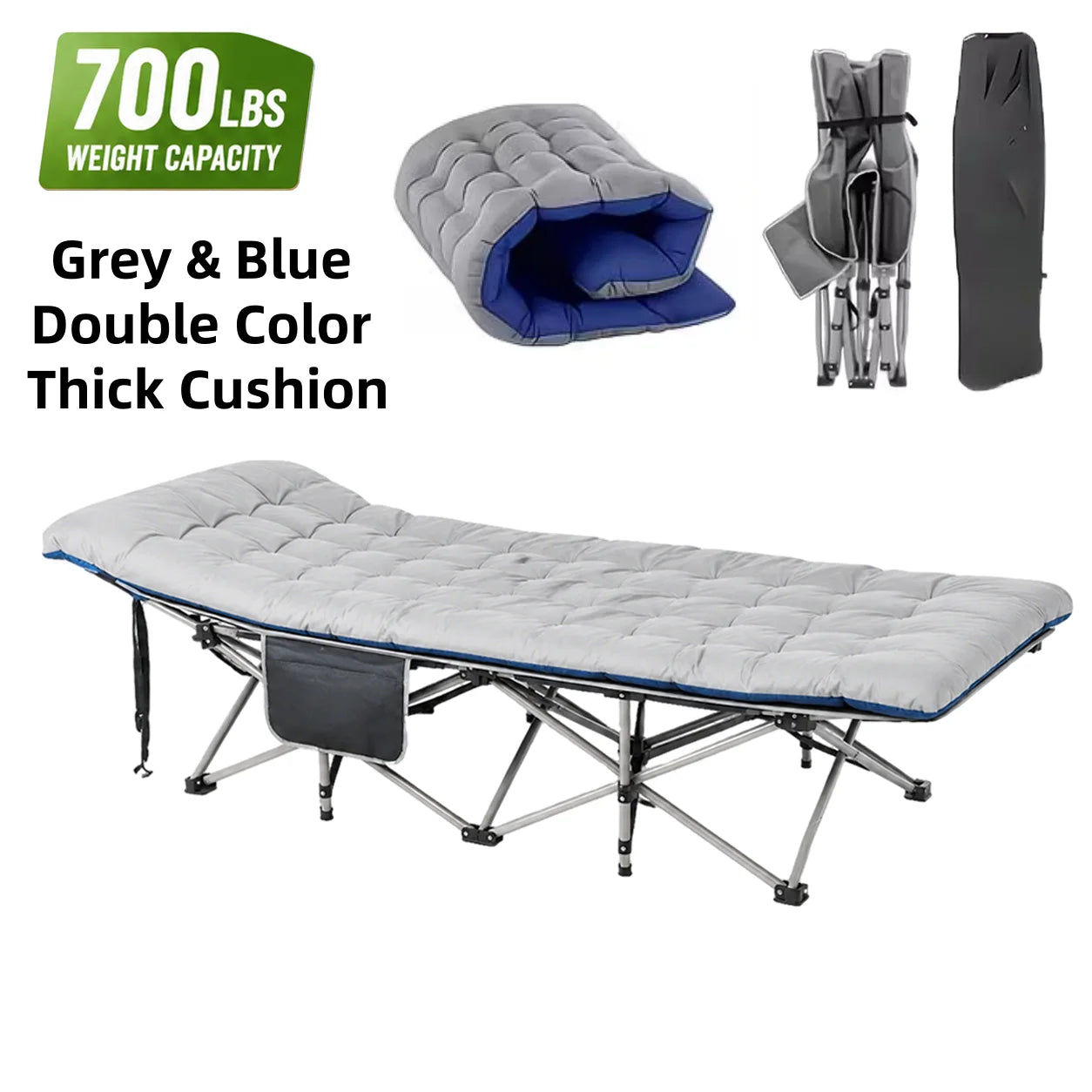 Portable Folding Camping Cot with Thick Mattress