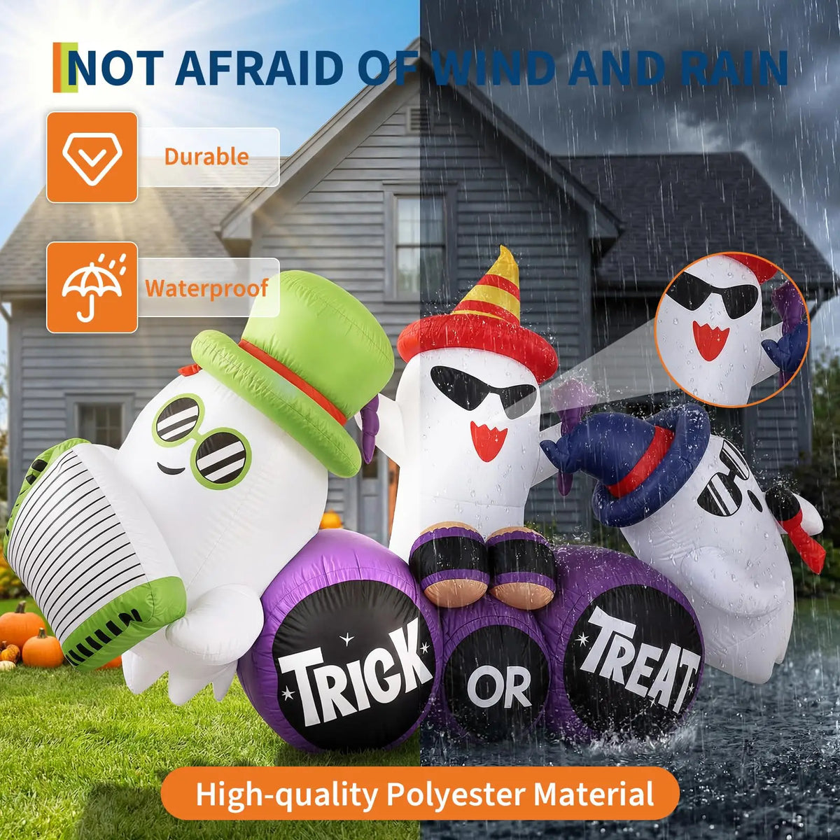 Illuminated Giant Inflatable Halloween Ghost Band For Yard