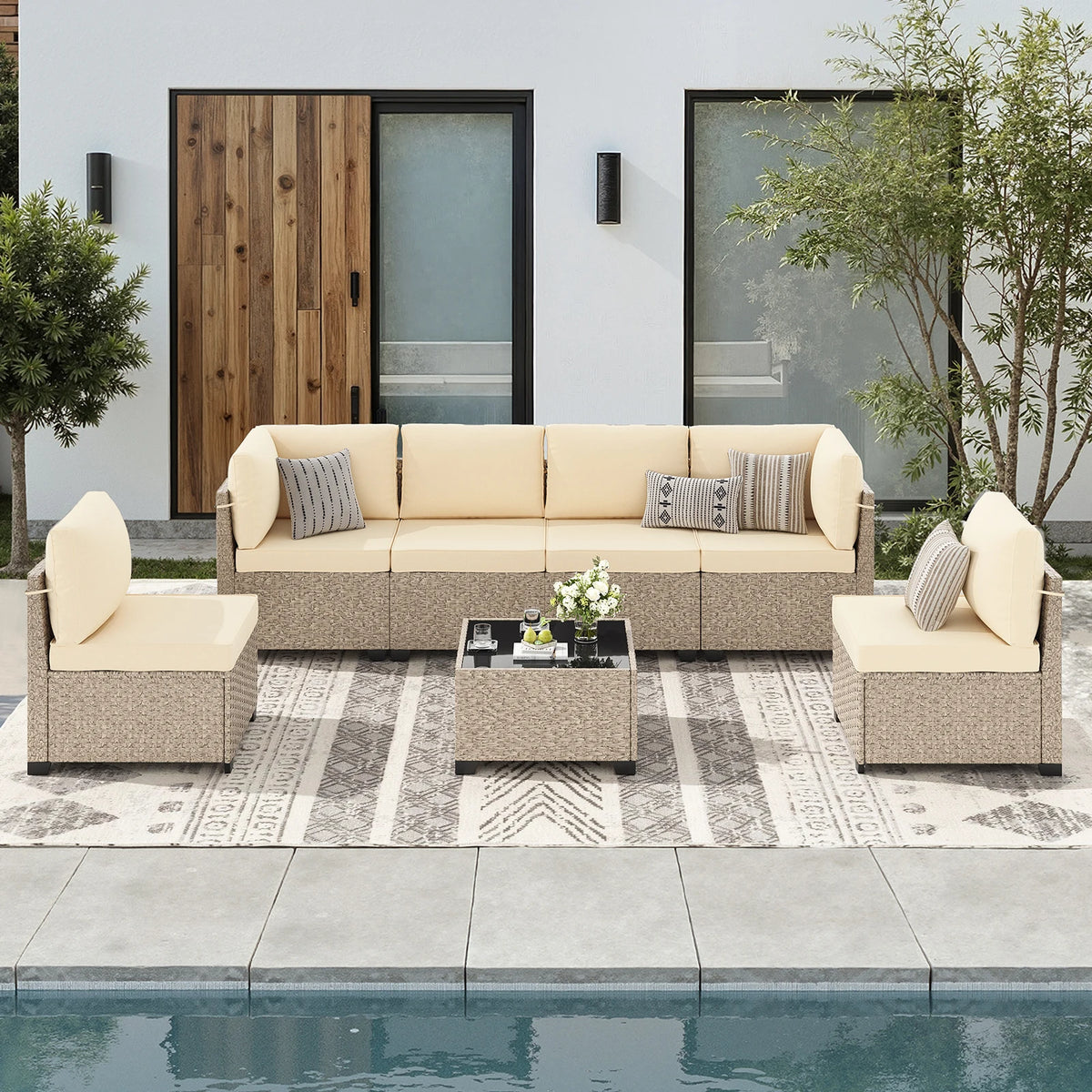 Soohow 7 Piece Outdoor Rattan Sectional Sofa Set