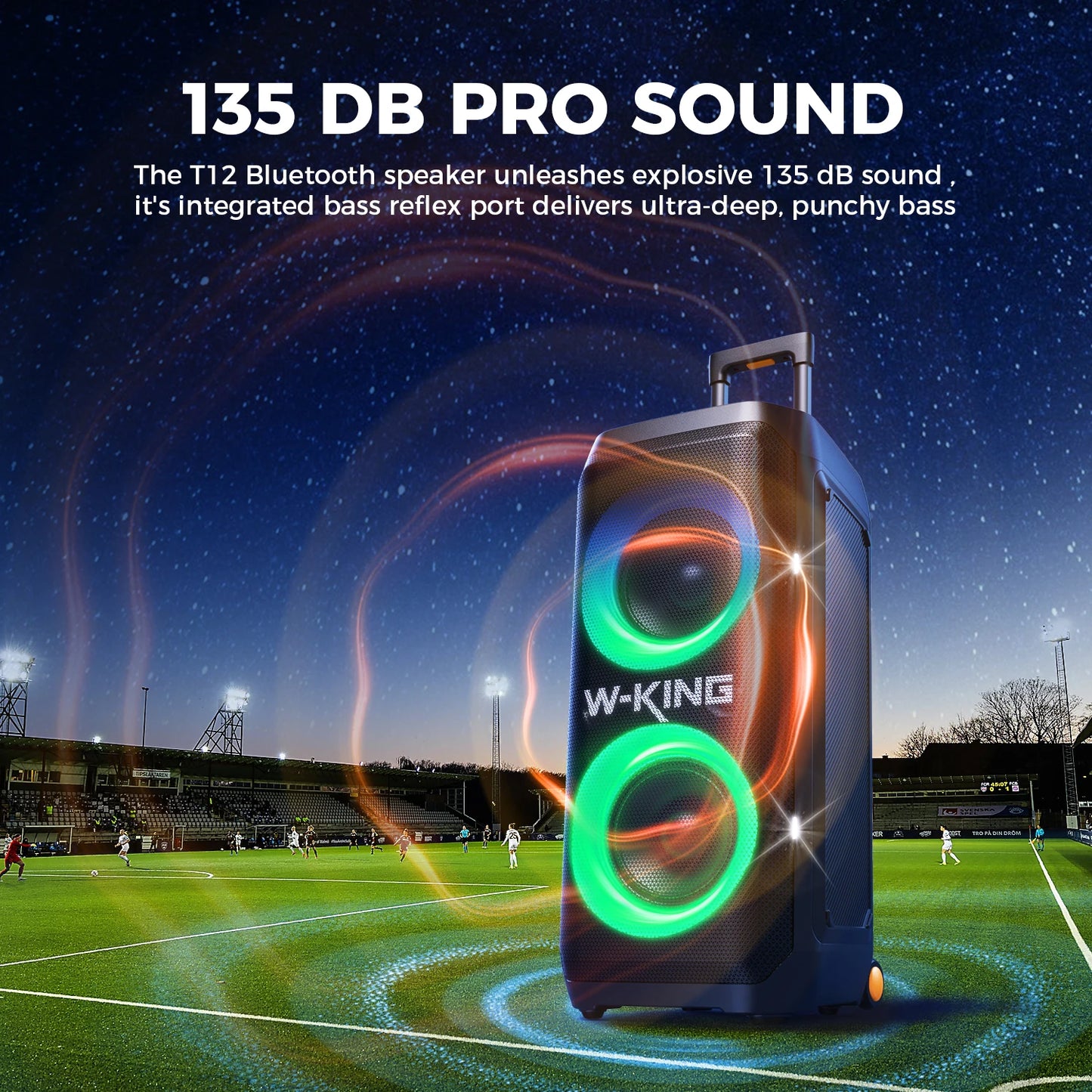 W-King T12 Portable Bluetooth Speaker With 370W Output And Lighting