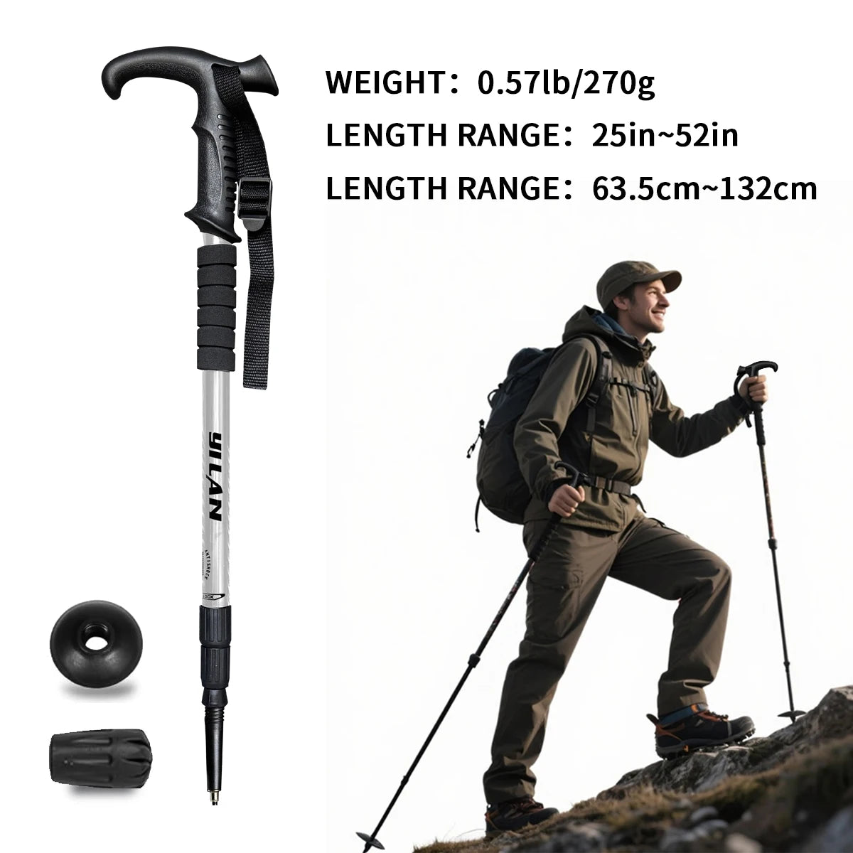 Premium Aluminum Hiking Poles with Shock Absorption for Outdoor Trekking